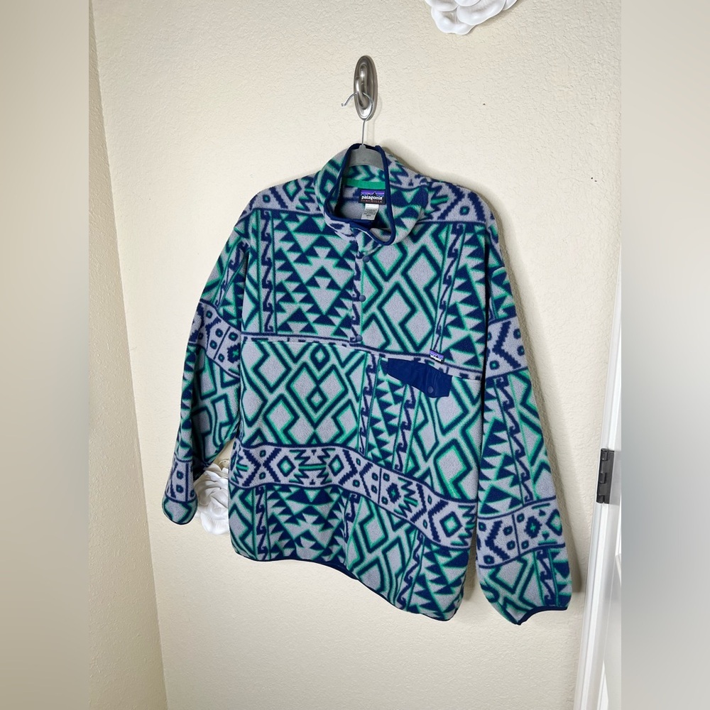 Patagonia Synchilla Snap-T Fleece Pullover Rare Montana Siete Aztec Men’s Large - Picture 6 of 16